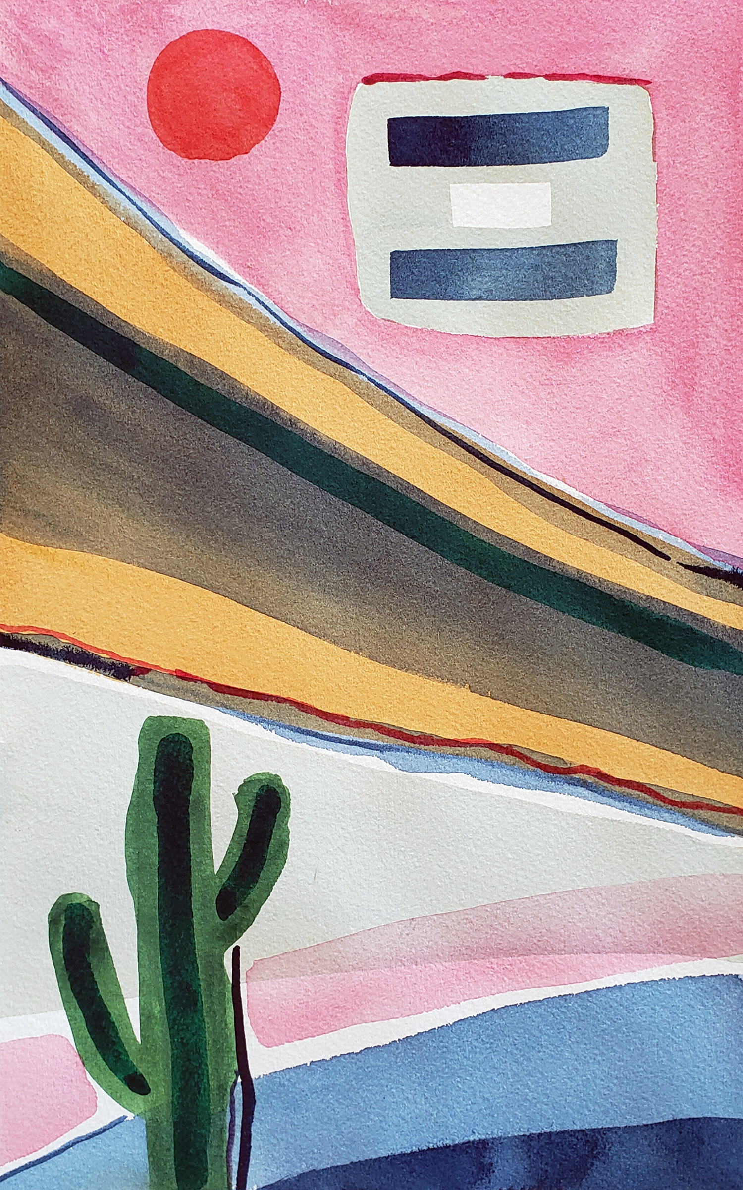 House in Valley, 2025. Watercolor, 12 x 8 inches.