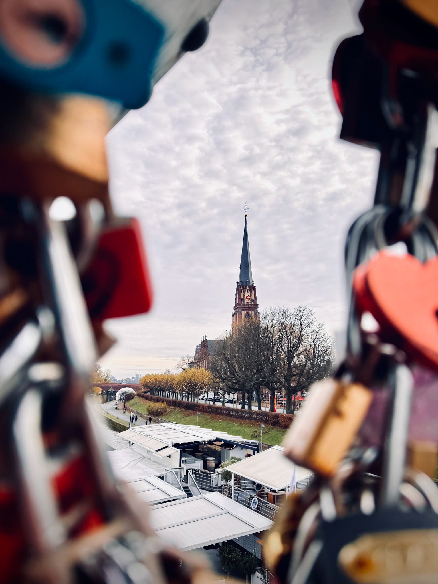 Shooting through love locks in Frankfurt, Germany (iPhone)