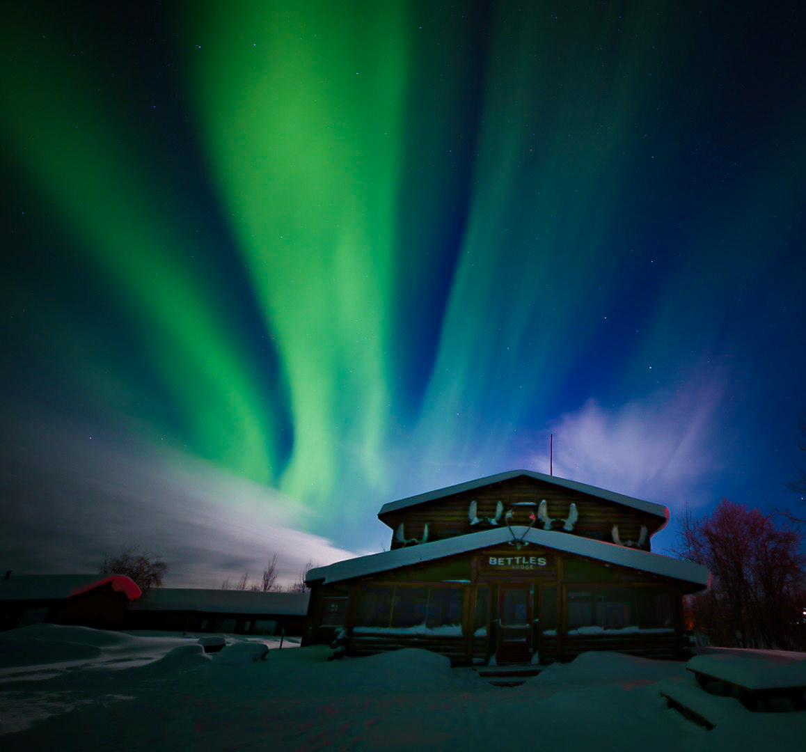 Aurora over Bettles Lodge