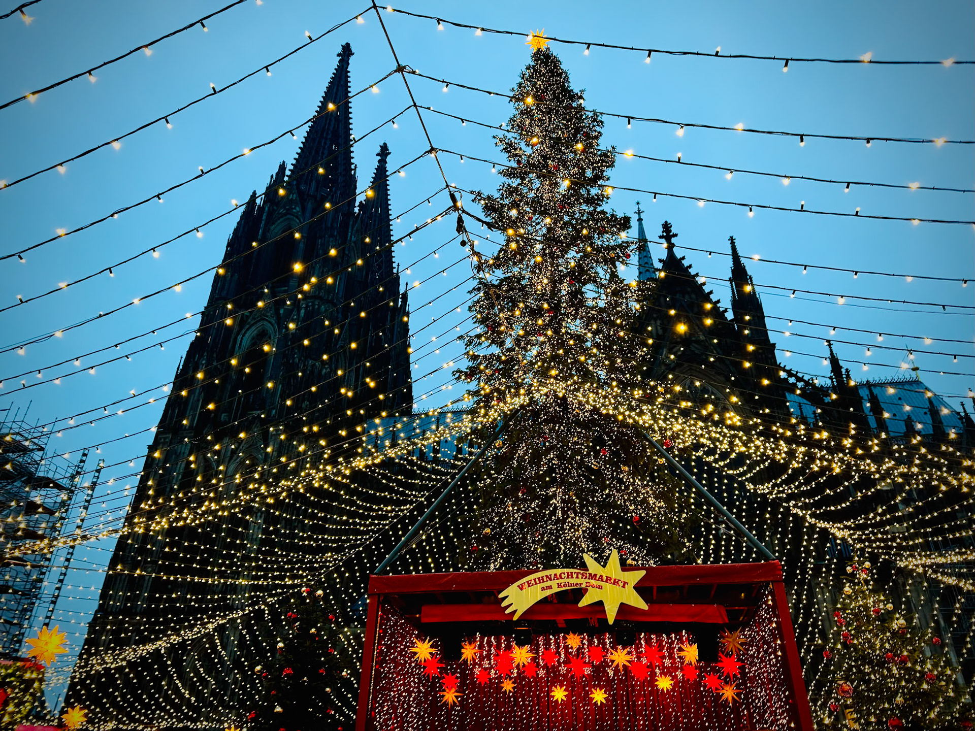Cologne (Koln) Cathedral and the nearby Christmas Market, Germany (iPhone)