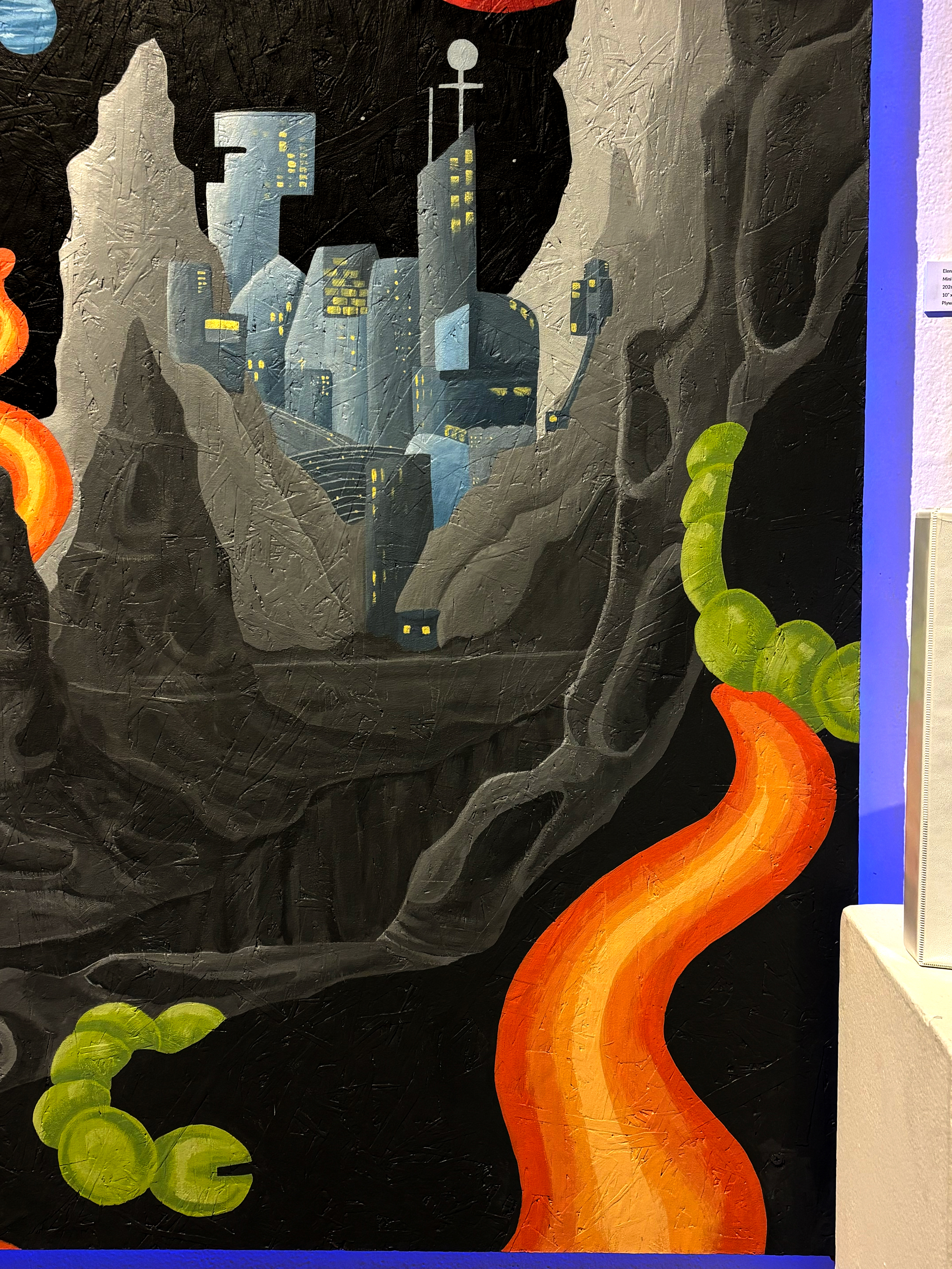 Octopus Meeting Alien on Island in Mural