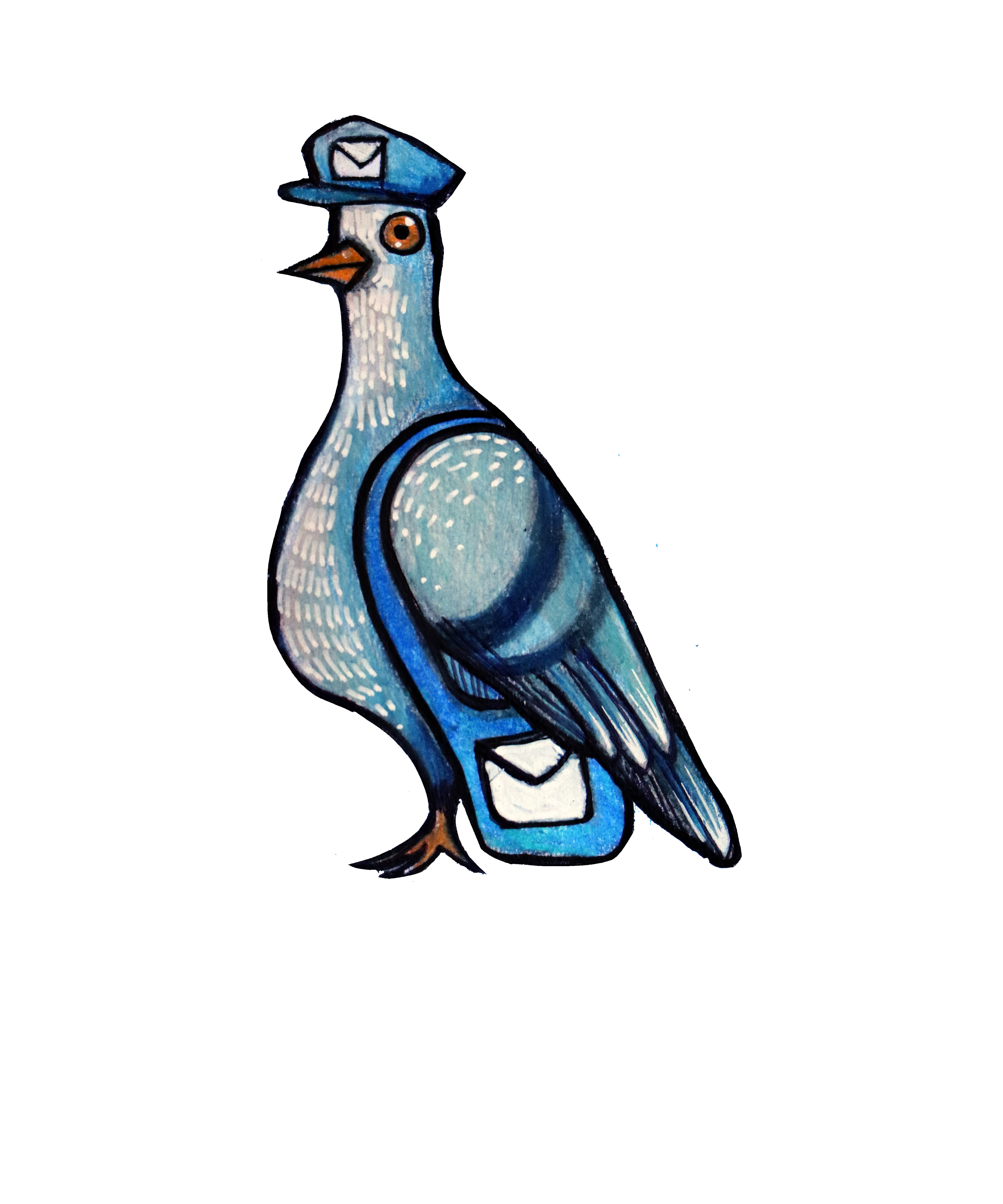 Postal Pigeon — Mail Carrier Pigeon Bird Watercolor Illustration
