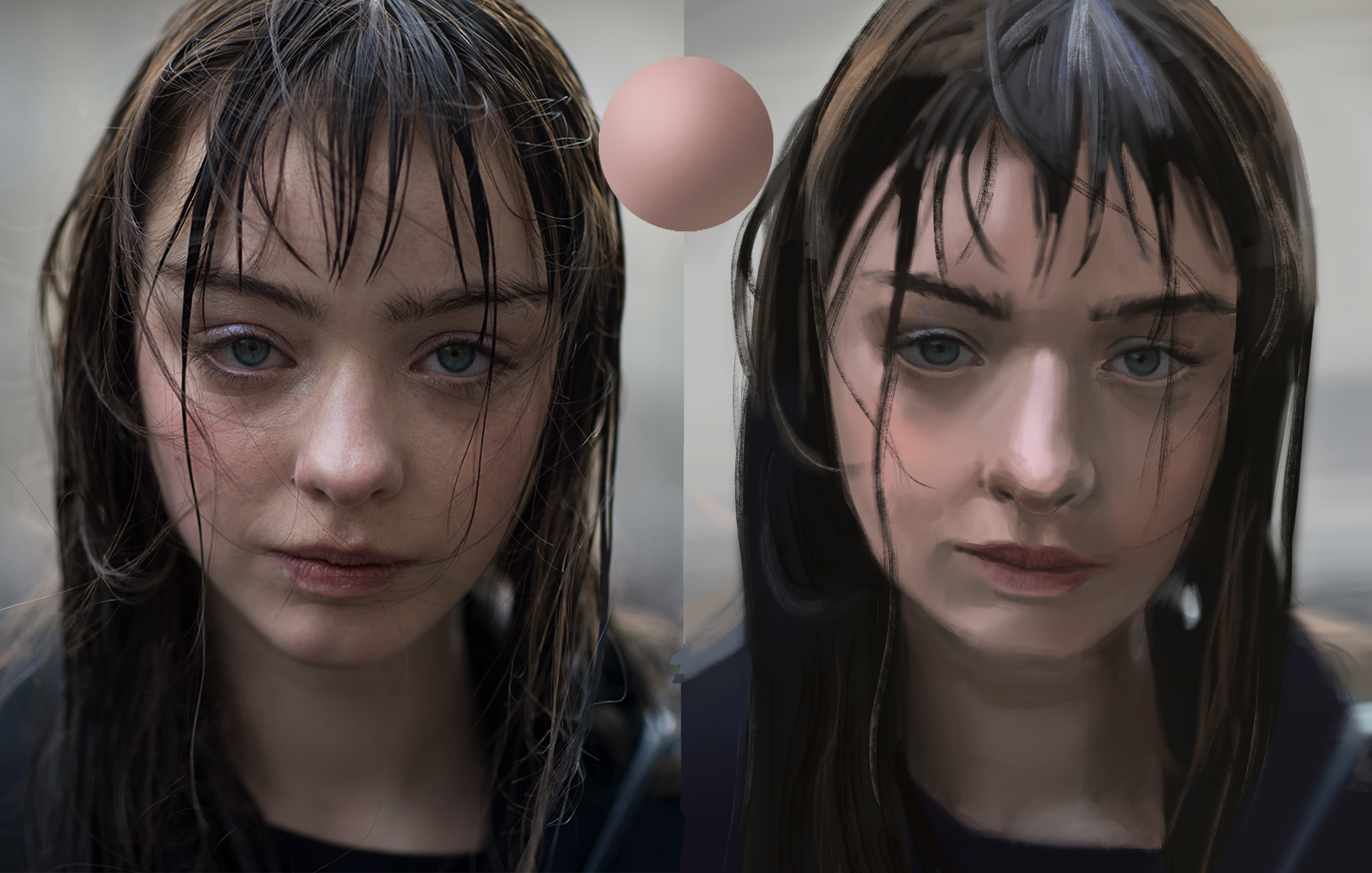 digital study of a face, two hours