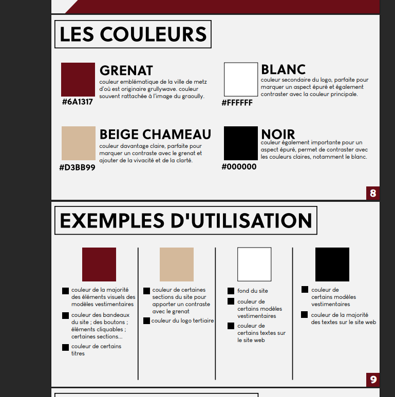 Pages 8-9 de la charte graphique de Grullywave