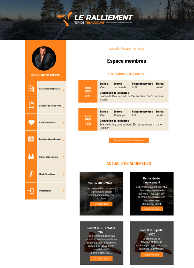 maquette de l'espace membre refondu
