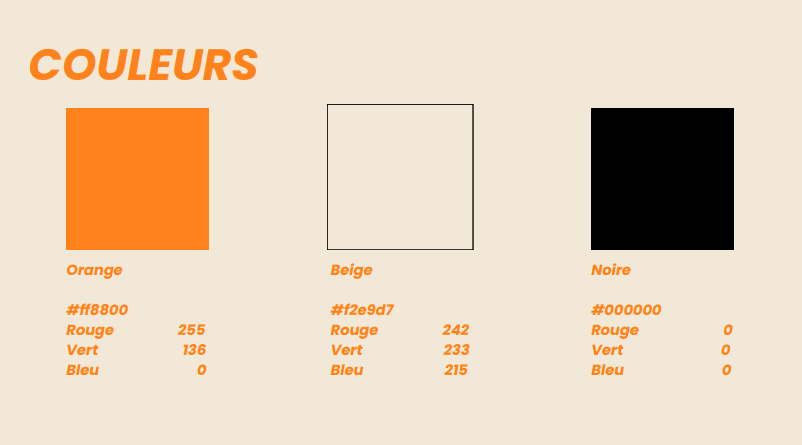 capture d'écran d'une partie de notre charte graphique réalisée pour ce projet