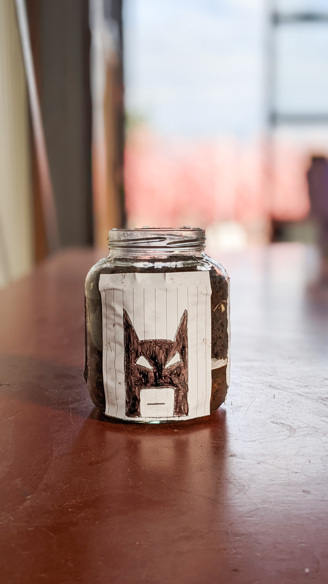 Glass jar • Seed bomb • “This jar contained ground beans and I used it to make some tasty rajma chawal.”
