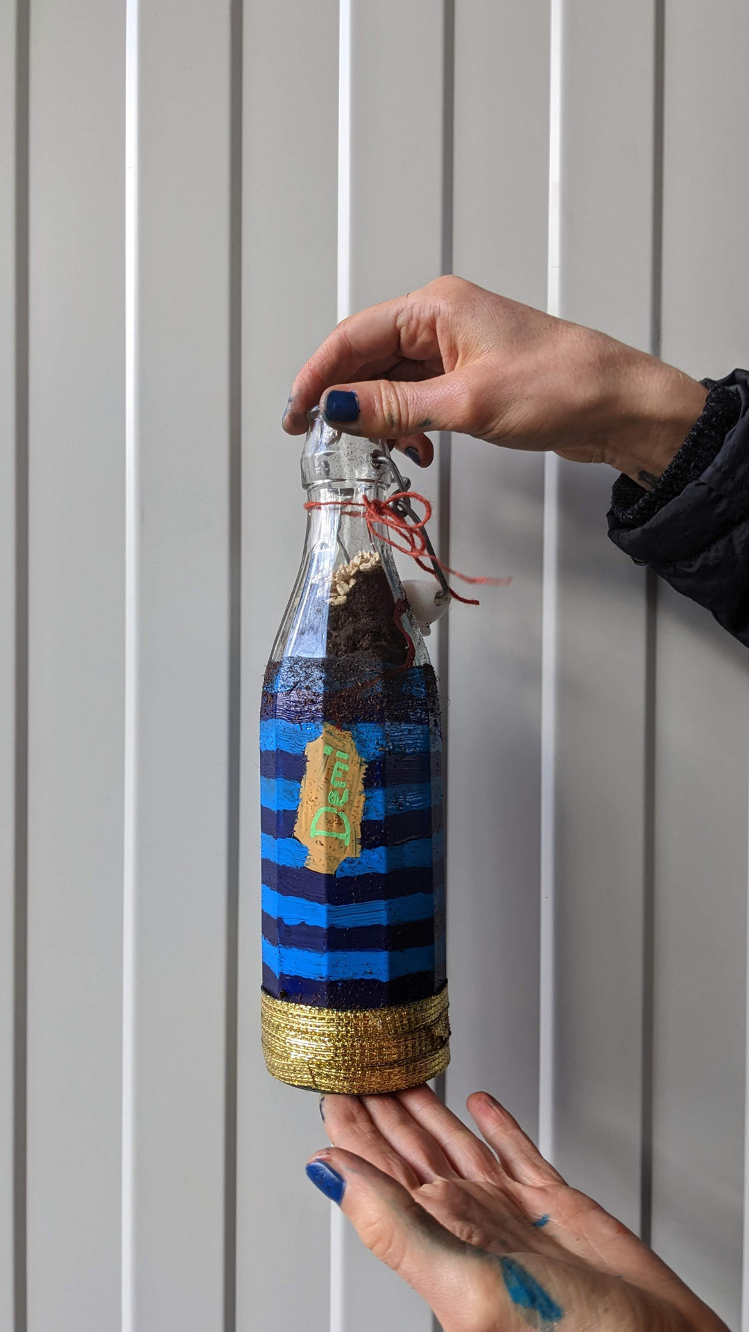 Message in a bottle • seed bomb • “This is a hidden message in a bottle in the ocean. My friend loves the sea, anything water or plant-related. It’s her birthday coming up so I wanted to make something for her as a gift.”