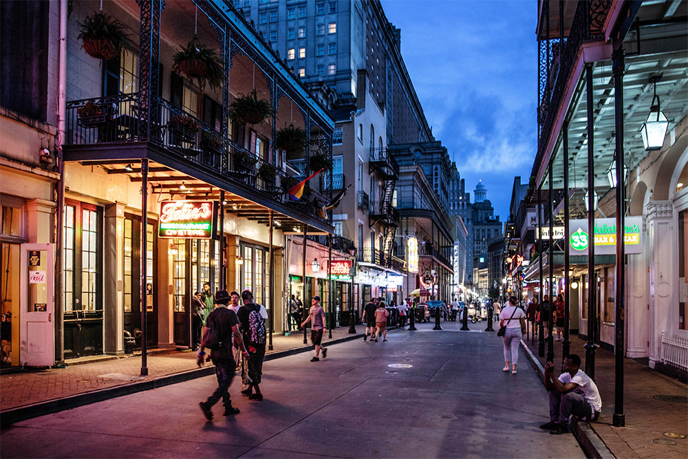 Bourbon Street - it is famous for many bars and clubs.