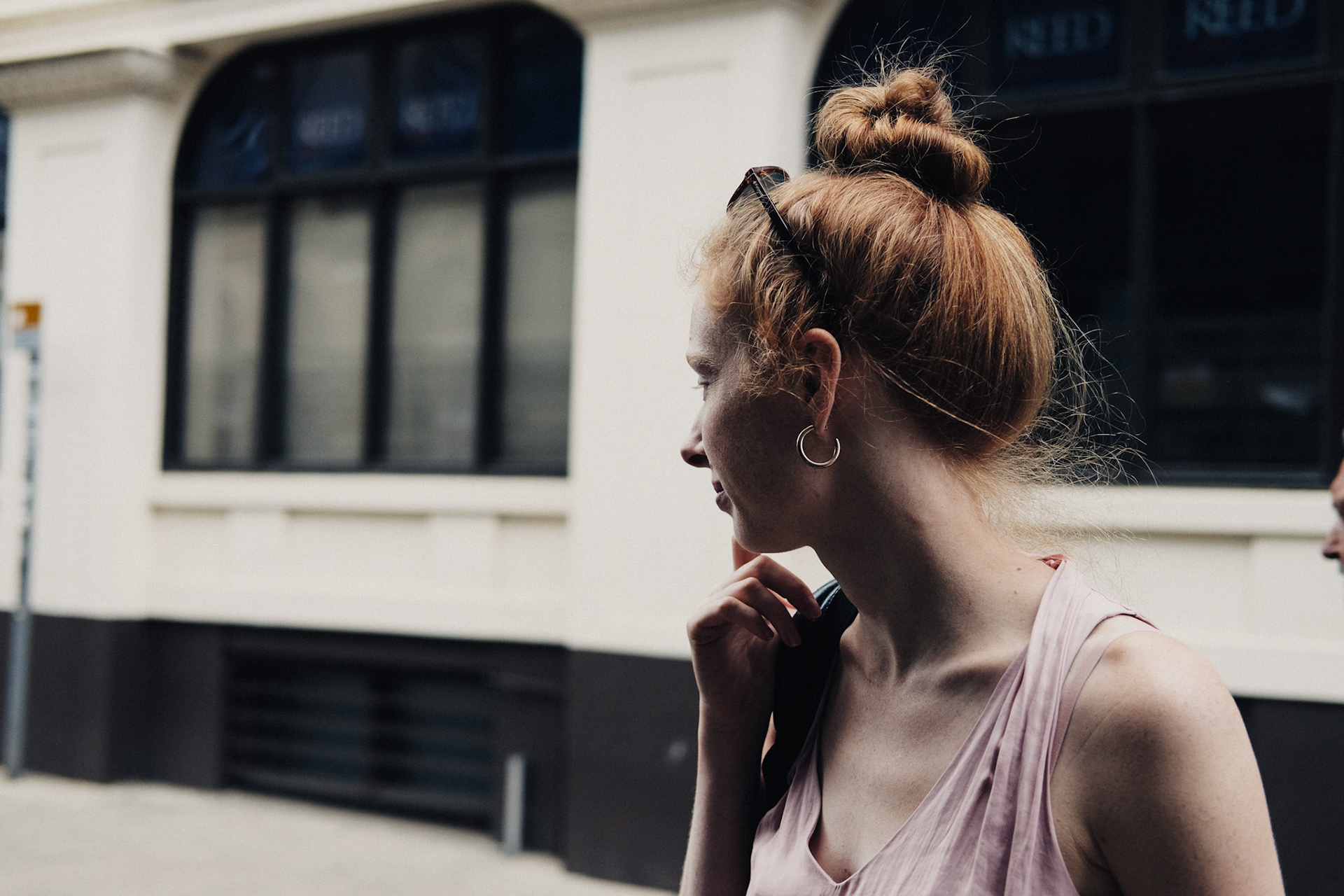Woman standing in street