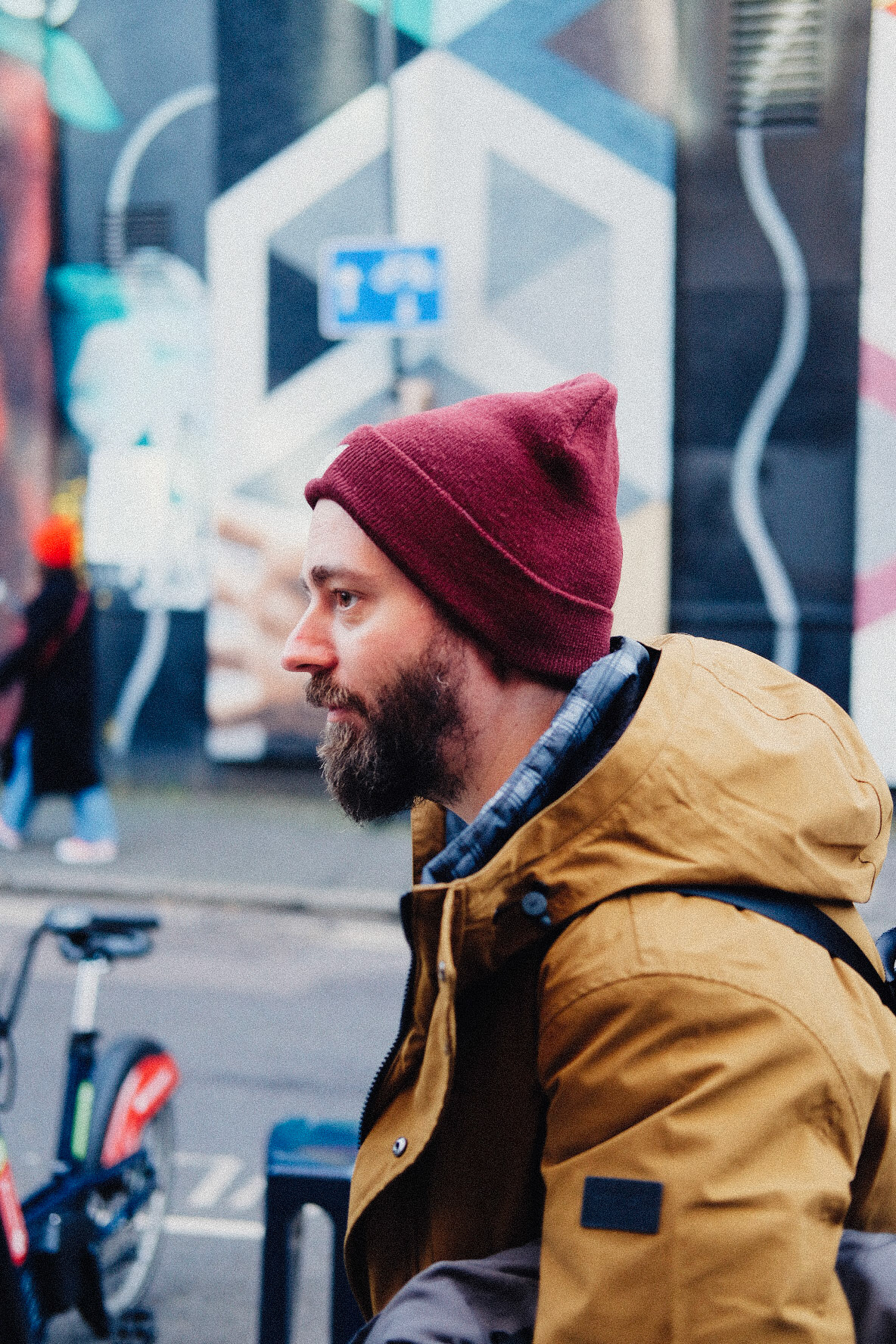 Man walking through London