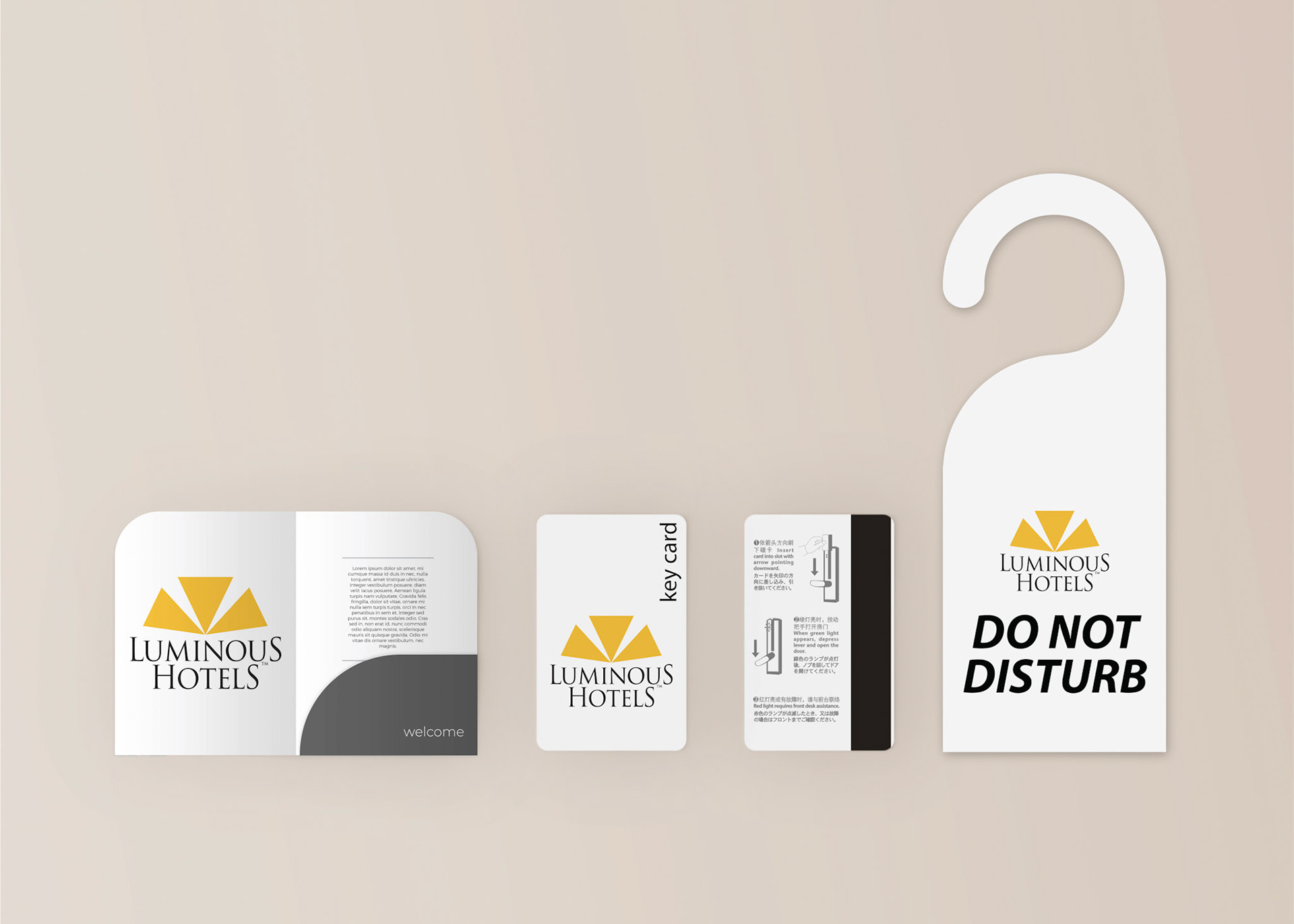 Key Card and Do Not Disturb Sign Mockup, Adobe Photoshop