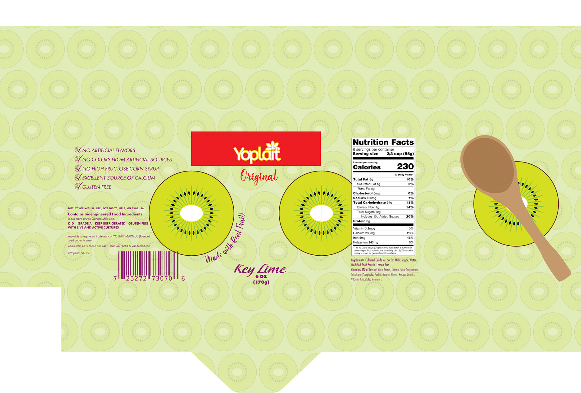 Yogurt Packaging Key Lime, Adobe Illustrator