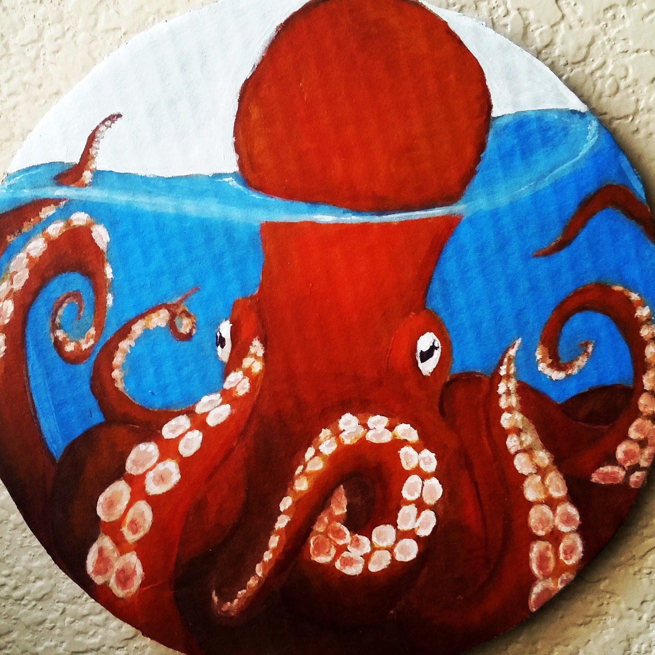 Octopus, part of Surreal Project 2017, Acrylic on Cardboard