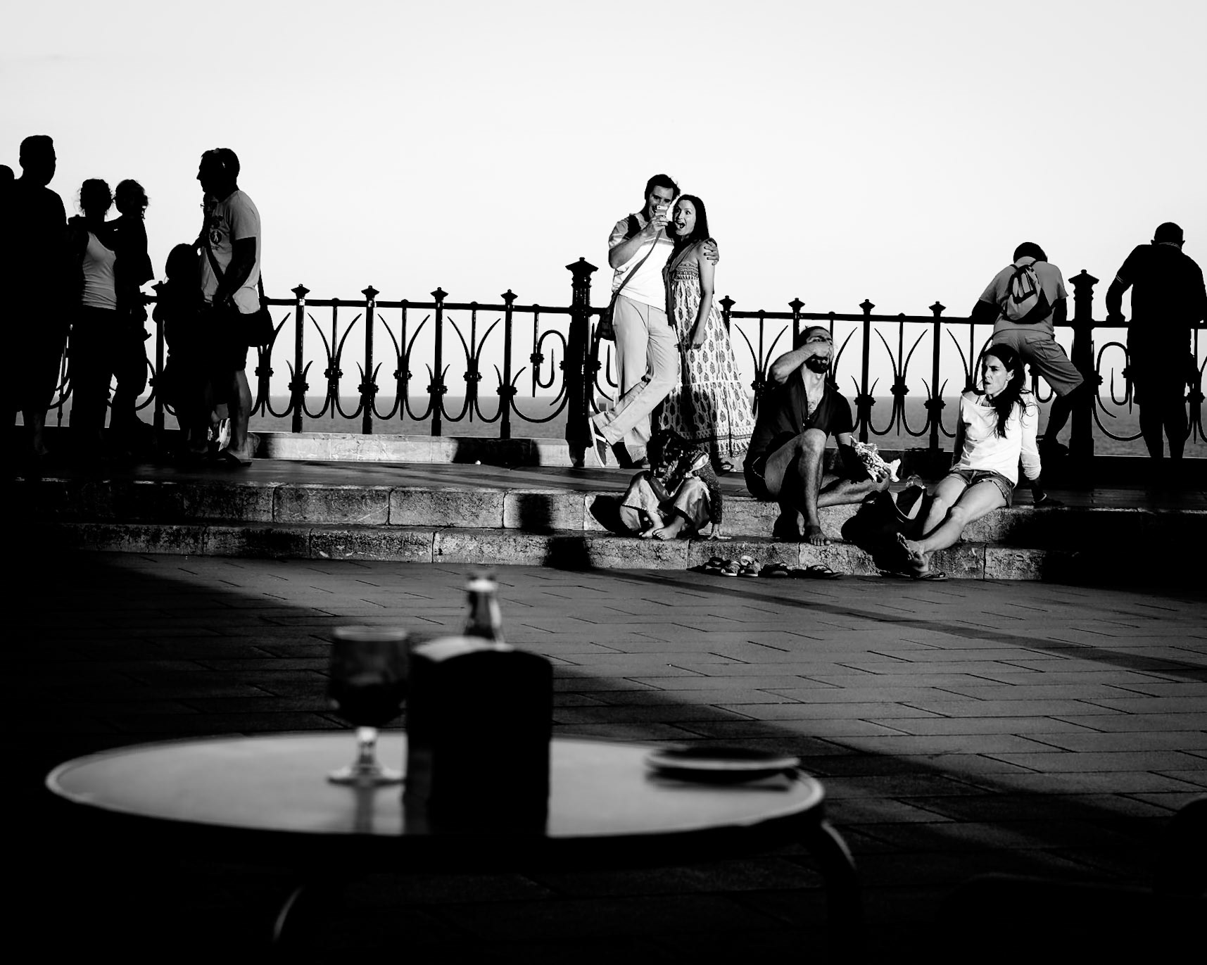 Happiness in a warm sunset and good company.