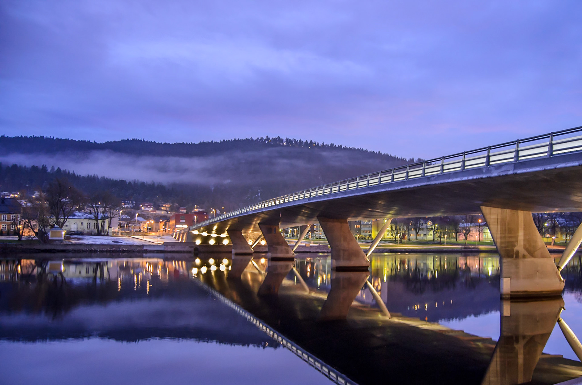 Drammen river at sunrise