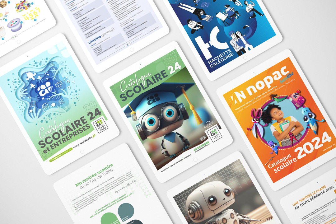 Création de catalogues scolaires interactifs pour l'agence AdPulse.