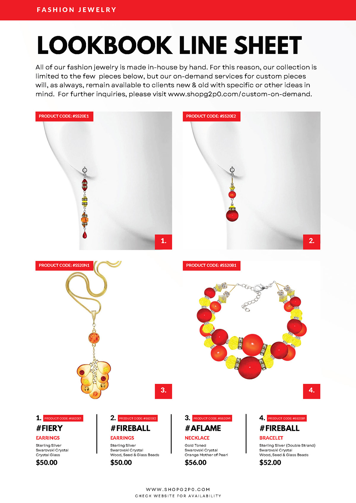 Jewelry Line Sheet SS-20