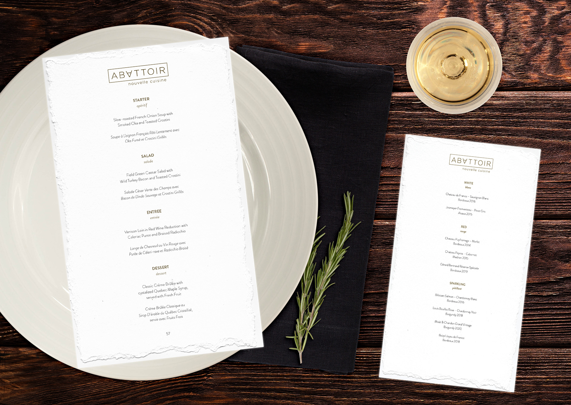 TABLE SETTING | MENU AND WINE LIST
