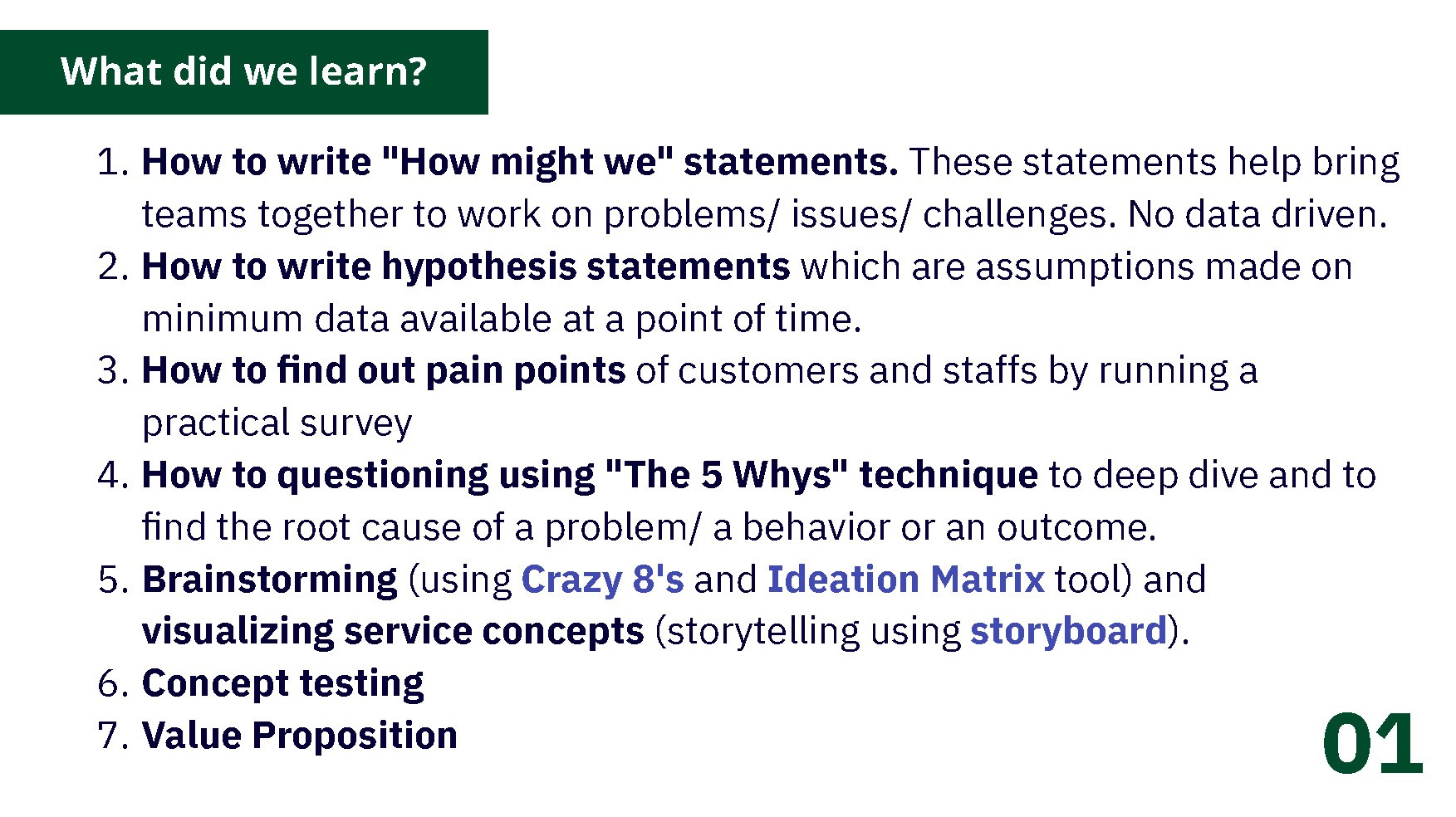 Final report to VCB stakeholders (compile by VCB Learner team) – page 1