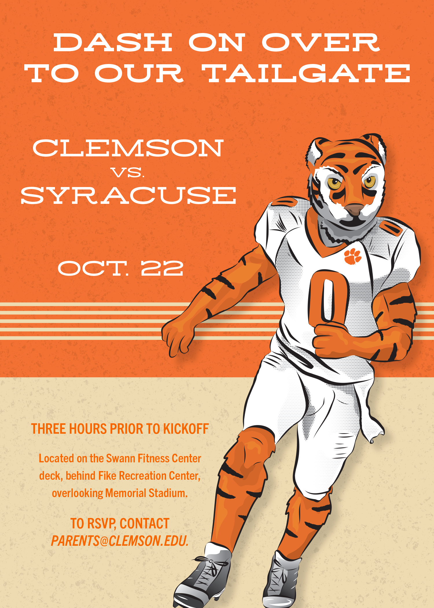 Clemson Mascot Football Tailgate Invite Image