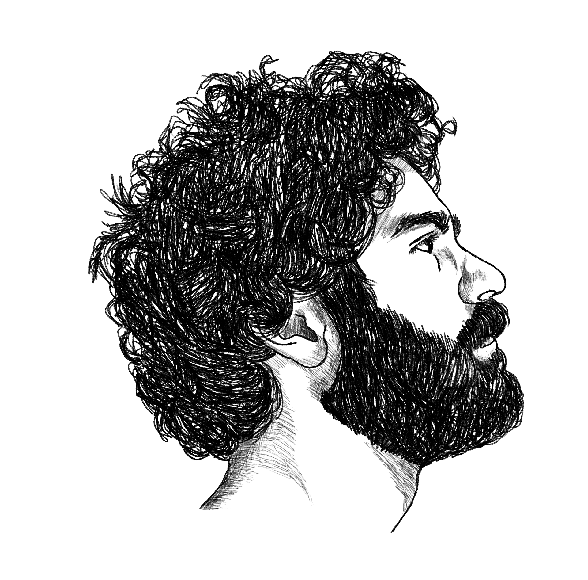 Sketch of a bearded man