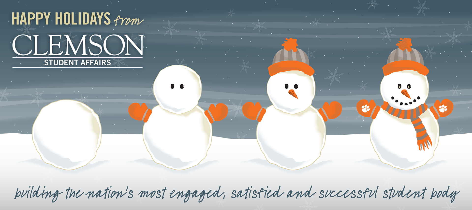 Clemson Holiday Card with Snowmen