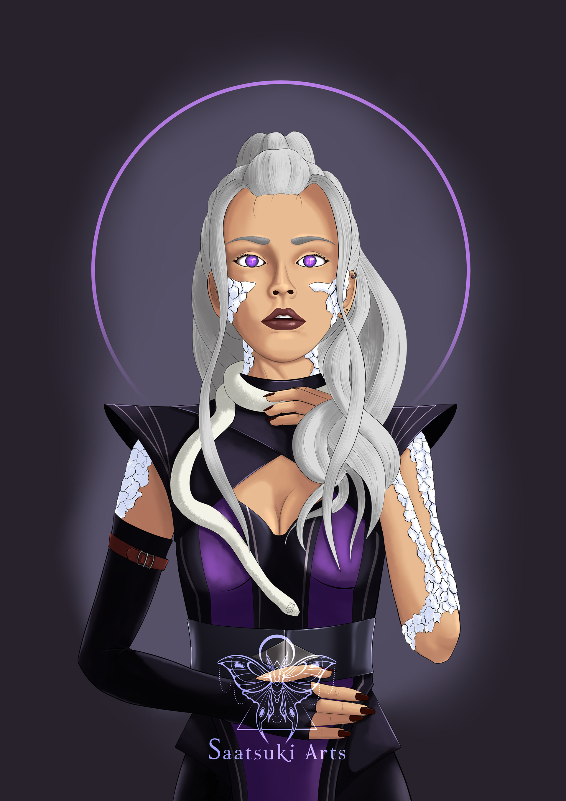 San is a hybrid human with a snake, she’s a murderer and assists Chāruzu in their adventures.