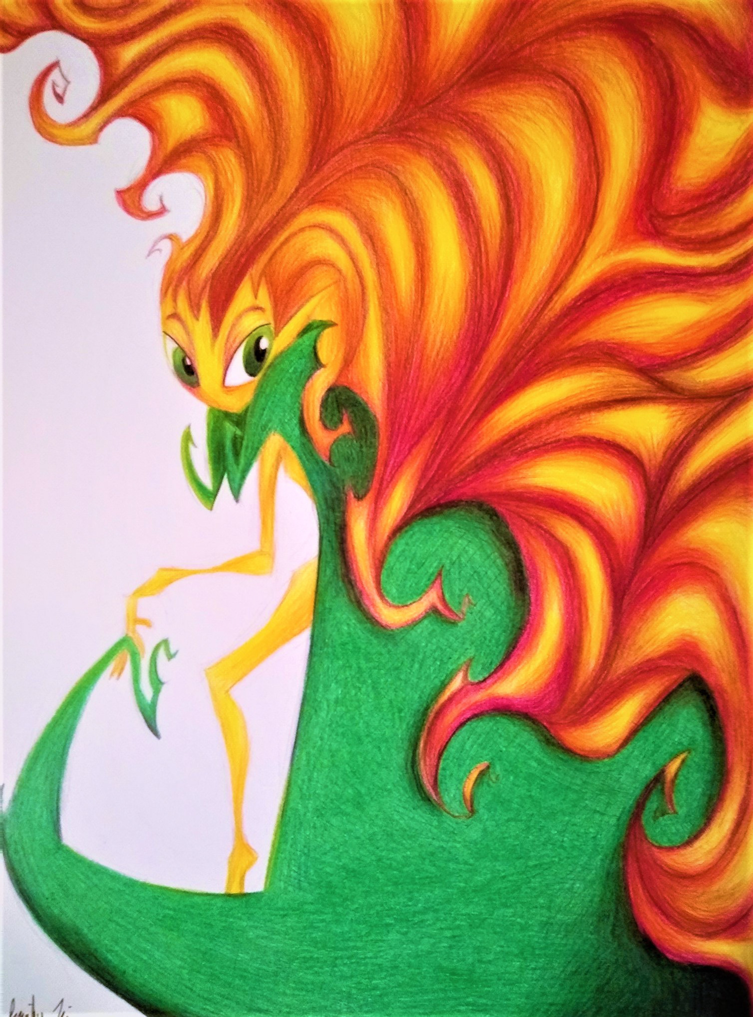Miss Nature (2020, Prismacolor Pencils, Crayola Crayon)