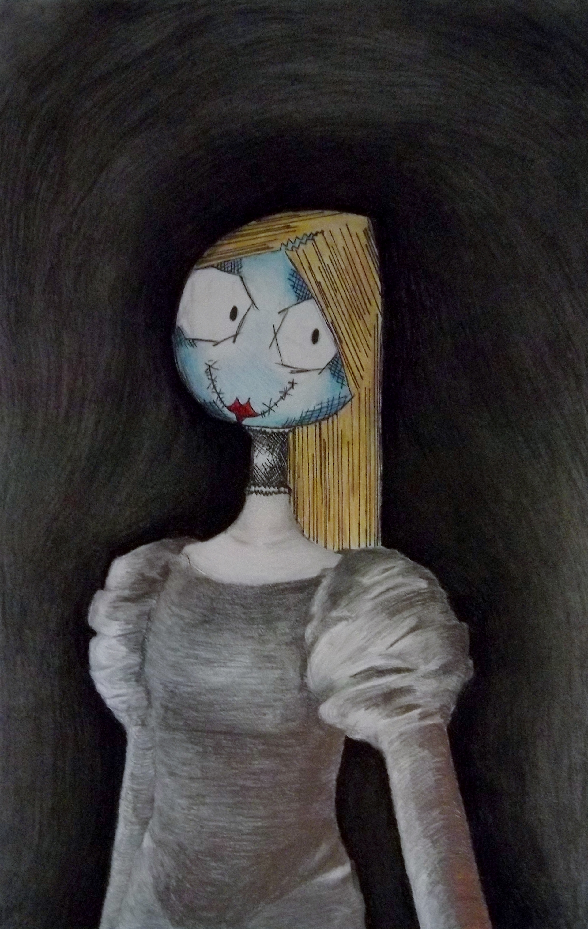 Uncanny Valley 2.0 (2014, Charcoal, Watercolor Pencils, Graphite Pencils, Micron Pen)