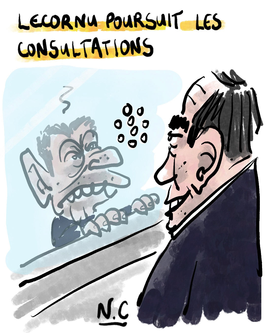 dessin de presse - lecornu consulte à la prison de la Santé