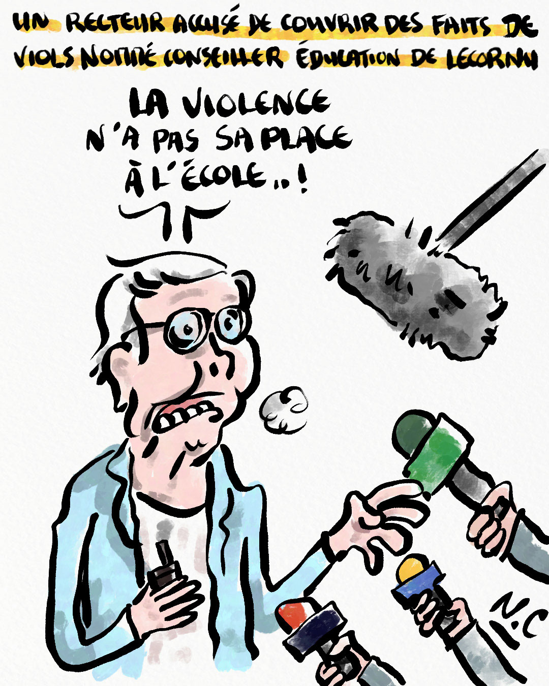 dessin du jour- un recteur accusé de couvrir des faits de viols nommé conseillé de lecornu
