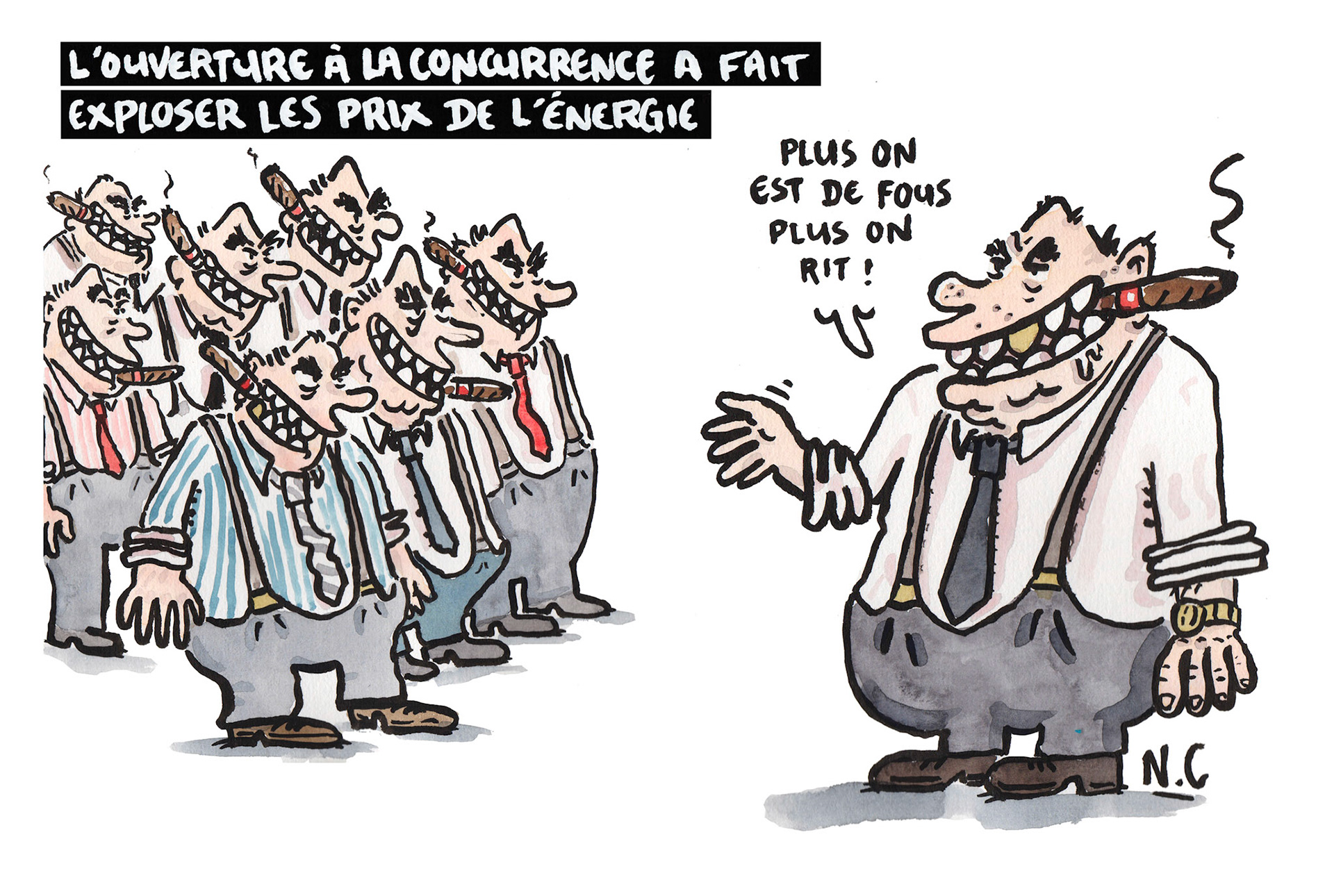 Dessin publié dans la revue Ligne d'Attac