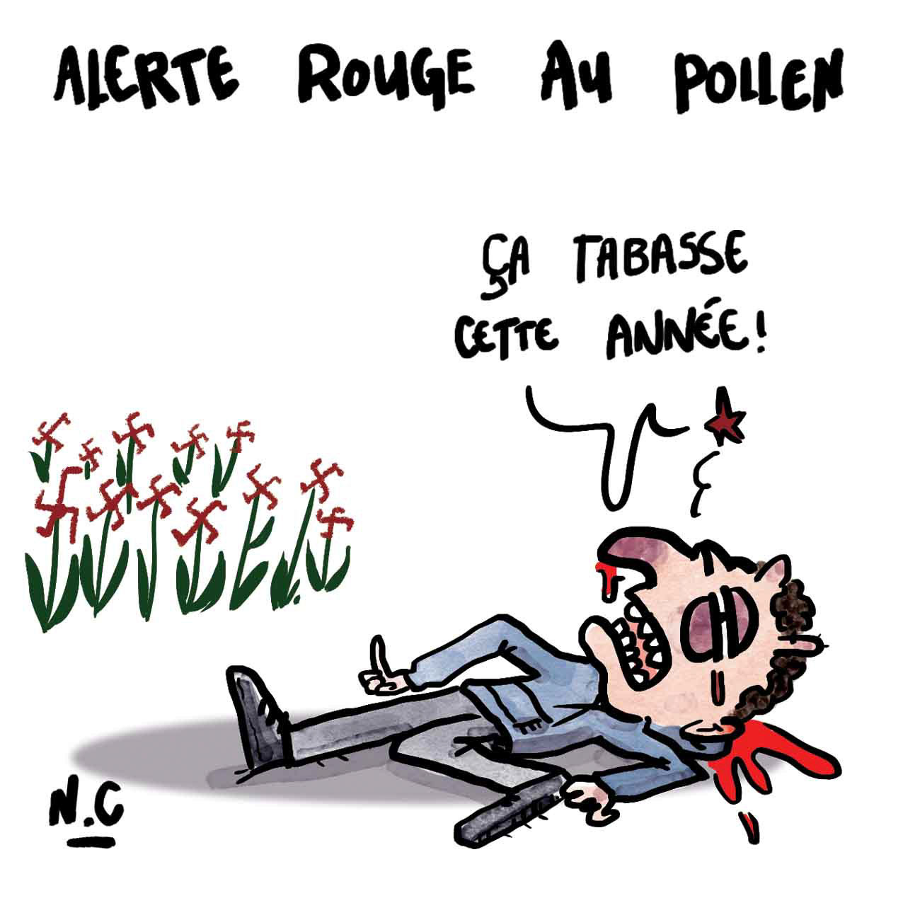dessin de presse sur les violences d'extrême droite commise contre des militants anti-fachistes à Paris