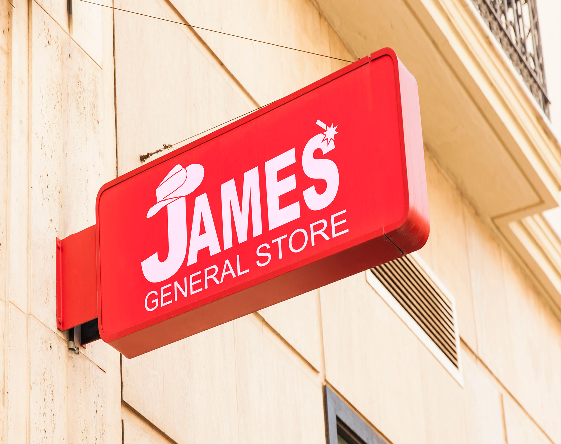 James' General Store Logo Sign