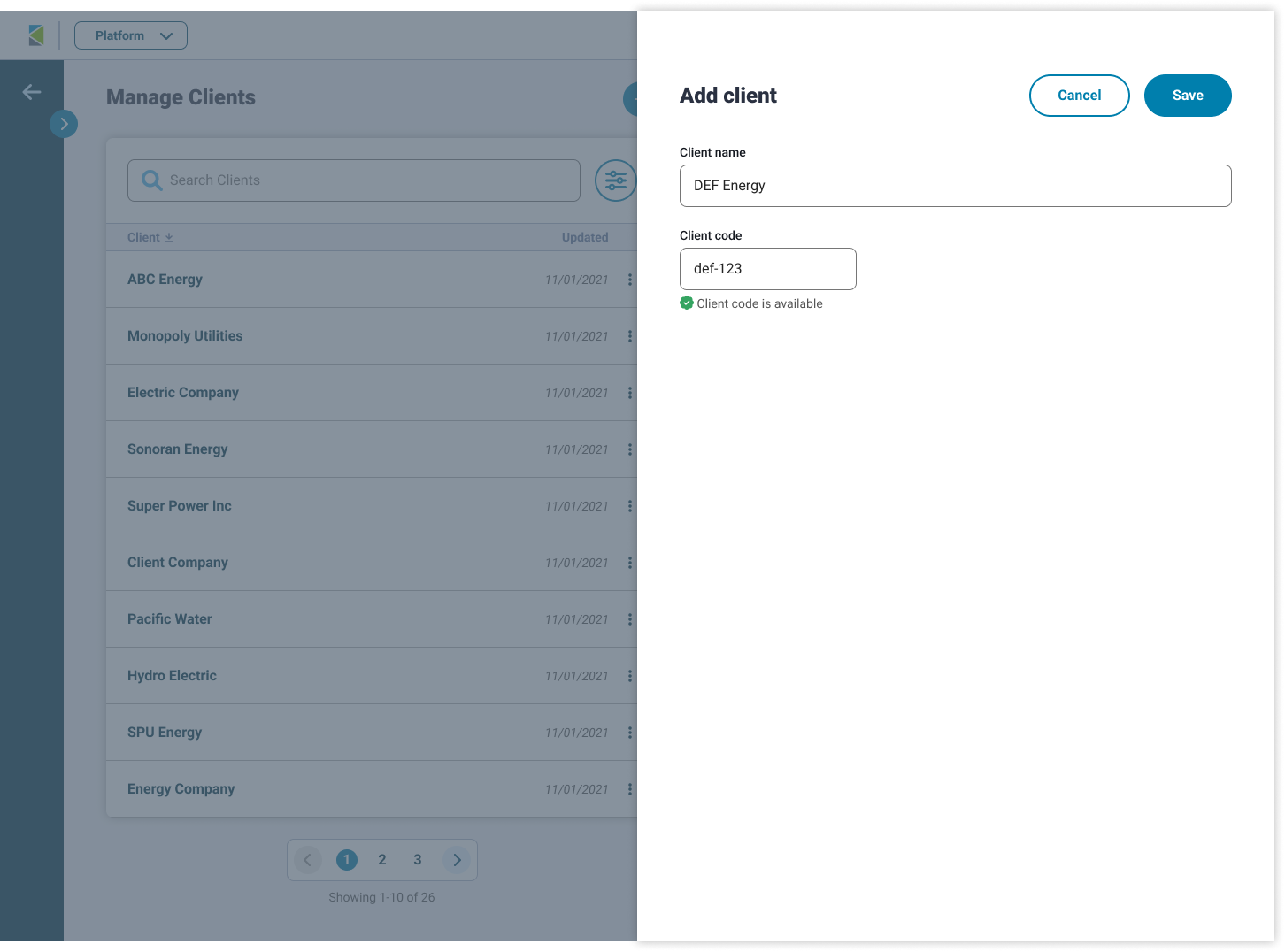 Add/edit panel
