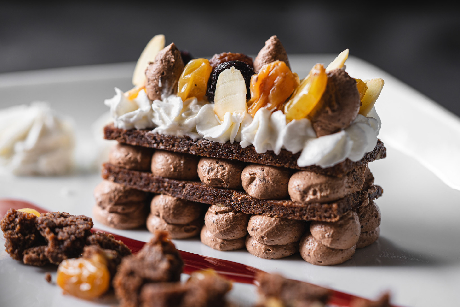 Postre de chocolate de il Cuoco, fotografía para redes sociales de restaurante