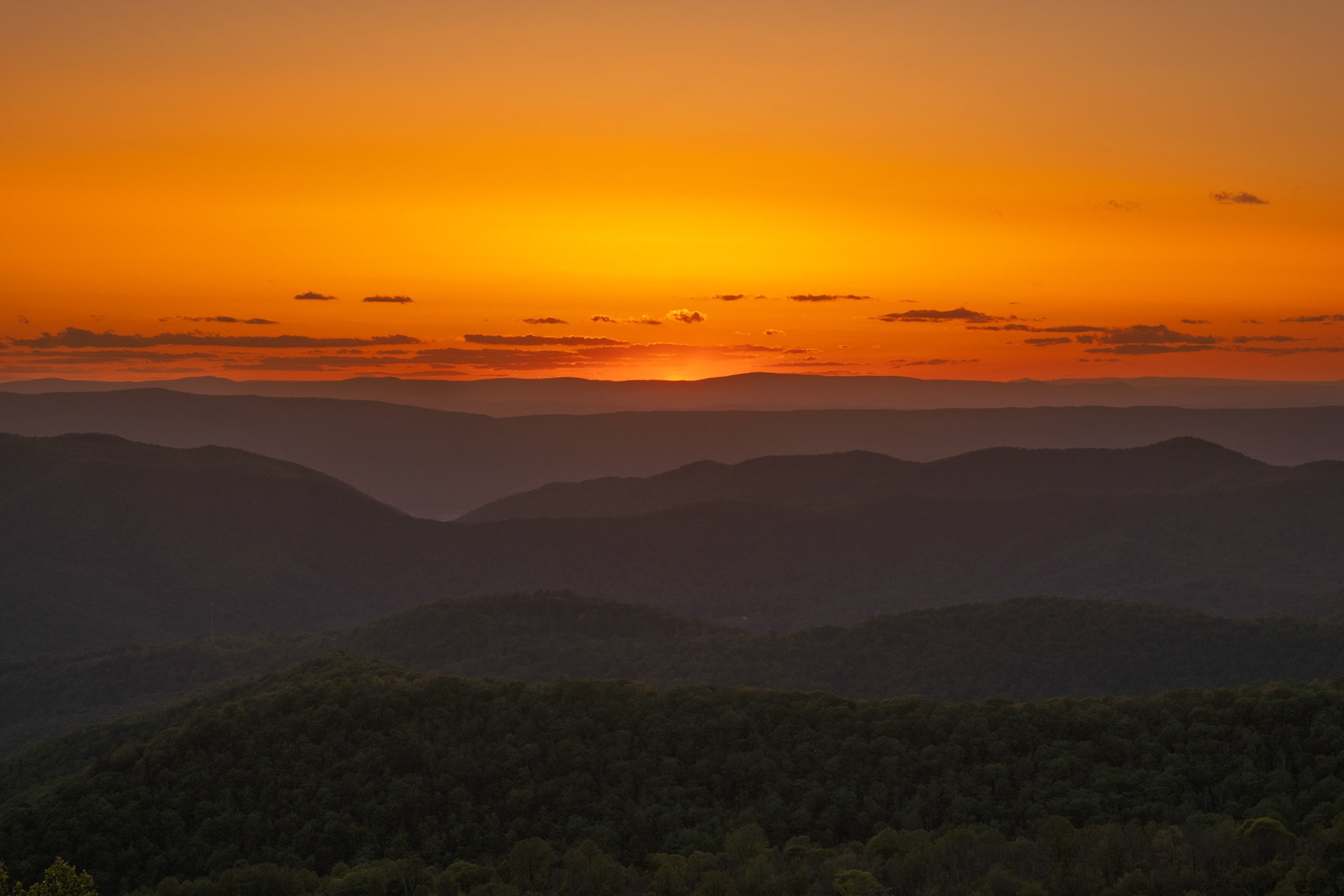 Sunset at Point Overlook, Shenandoah National Park