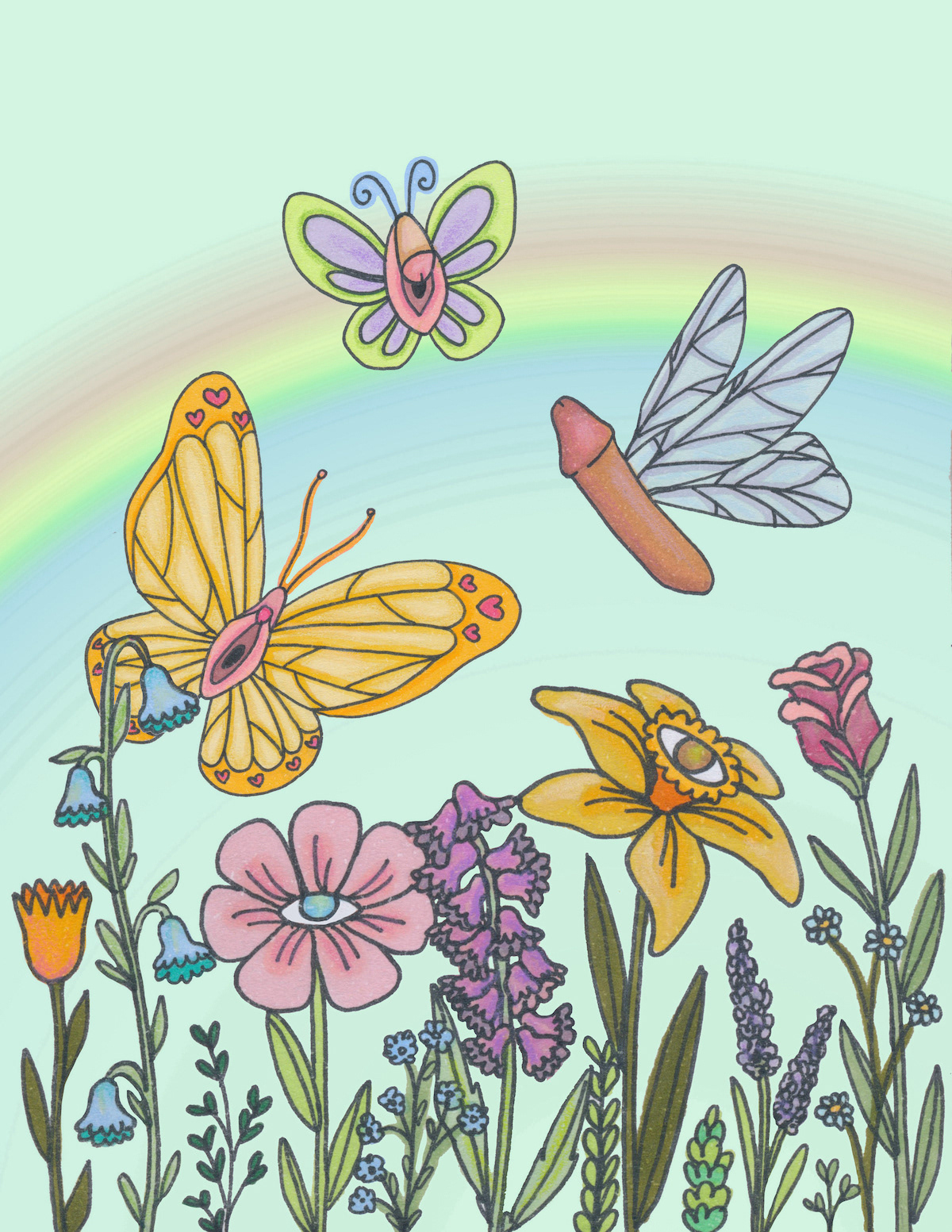 Illustration for the back cover of Hardwire Journal, which focuses on the study of human sexuality.