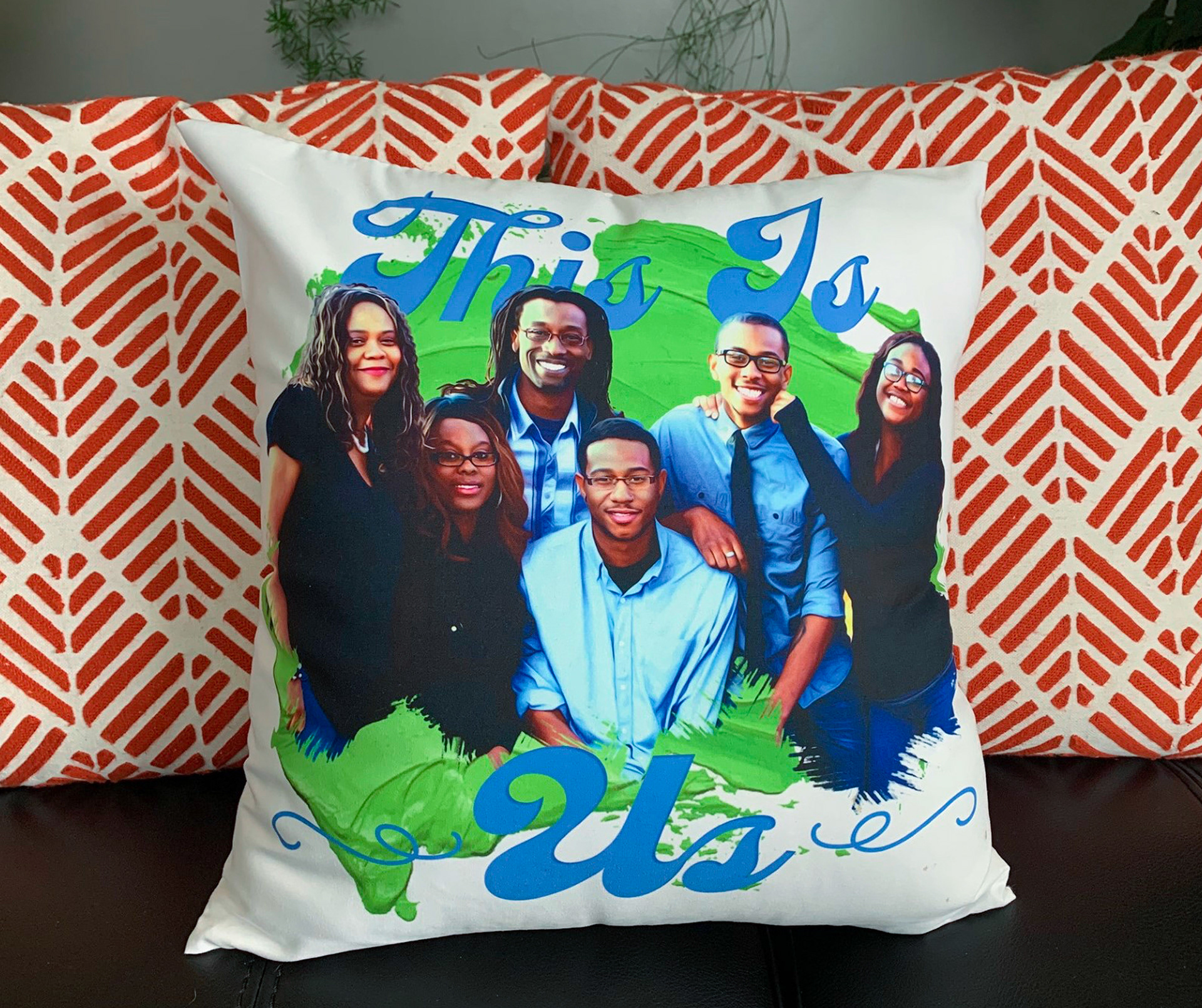 This is Us cushion on the couch