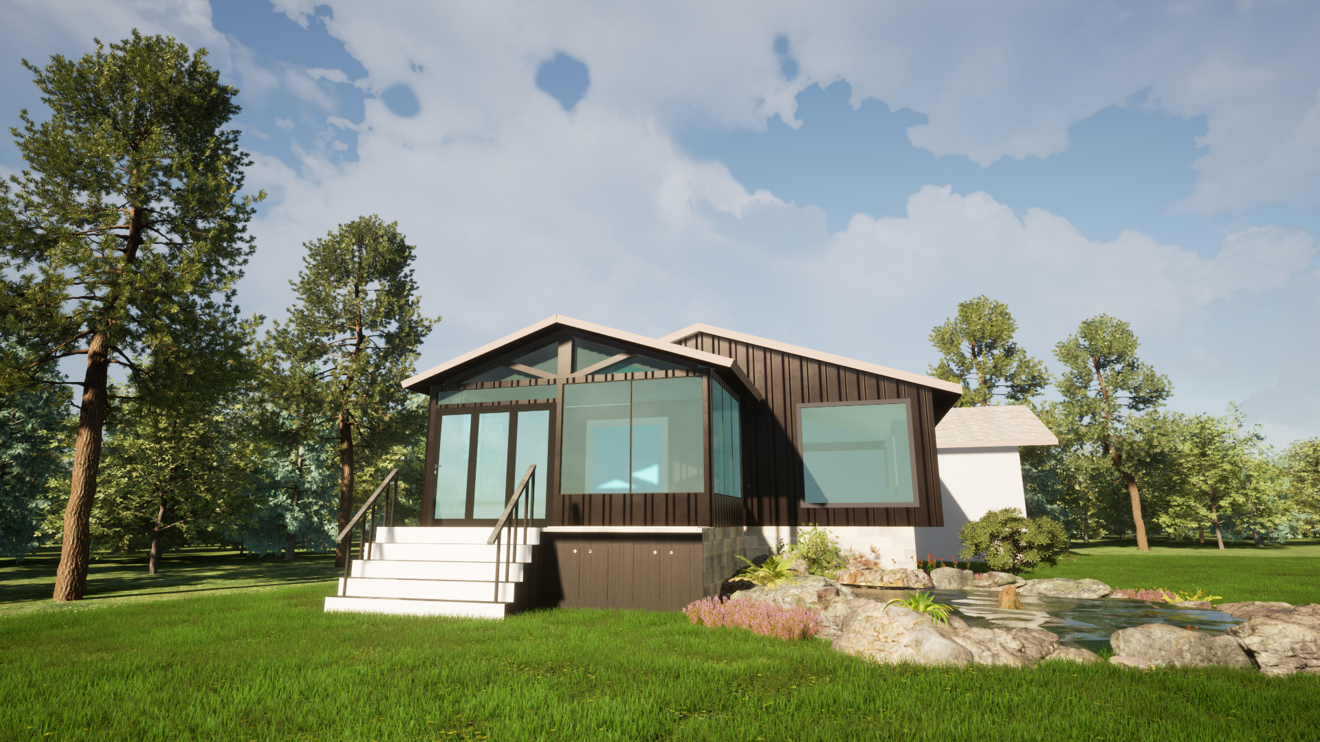 3D model of house and pond