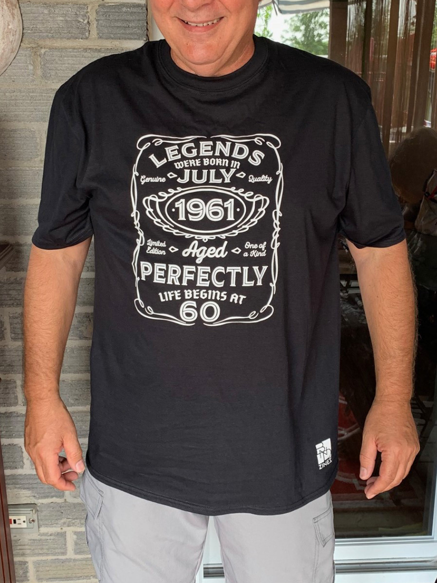 Man wearing custon t-shirt