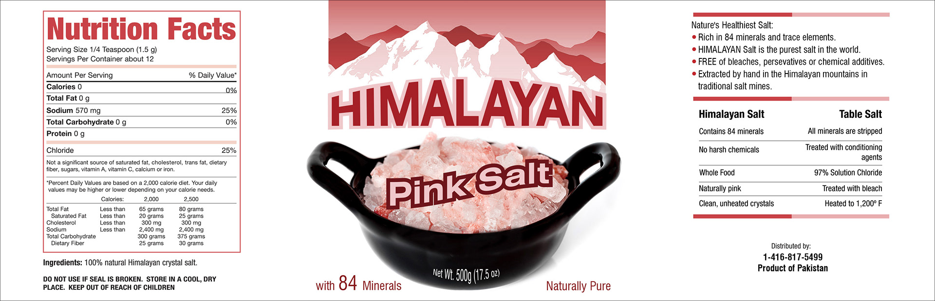 Himalayan pink sea salt bottle label