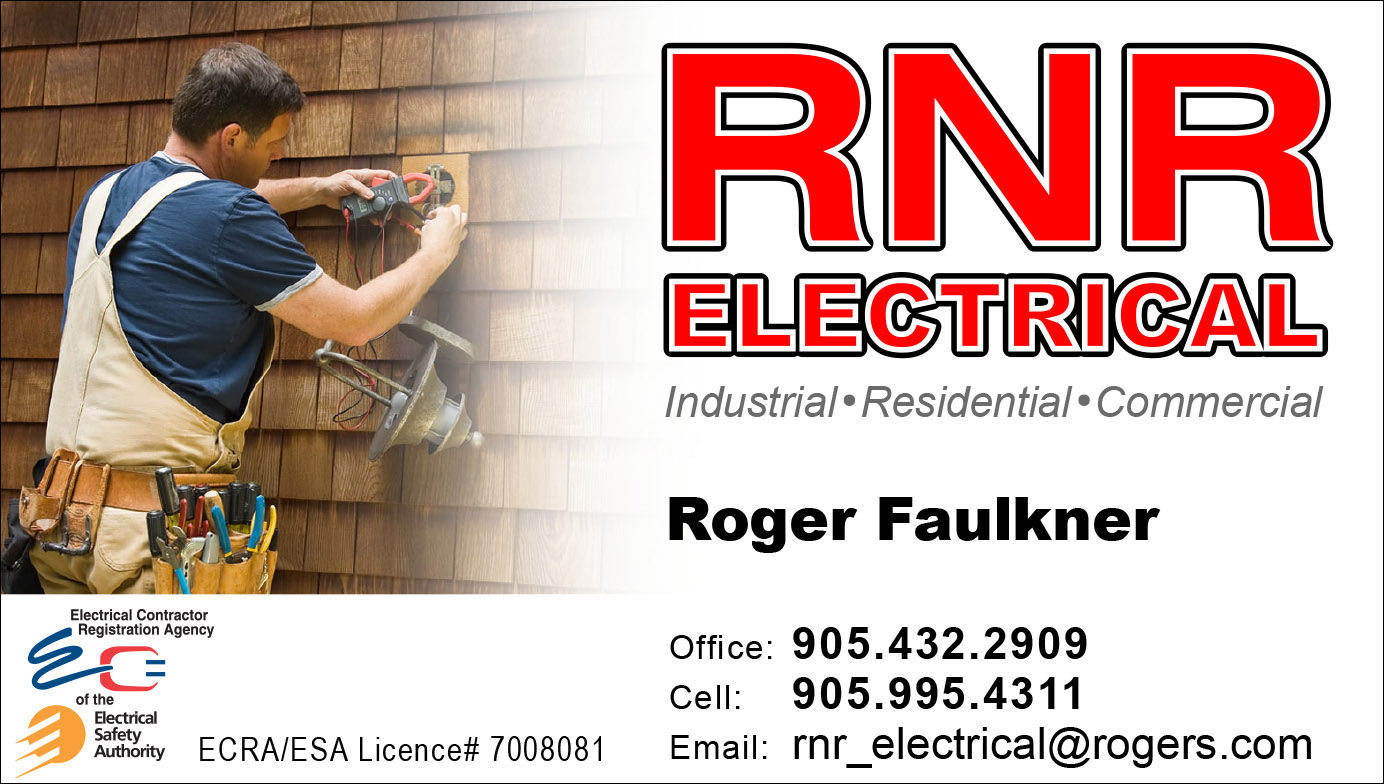 RNR Electrical business card