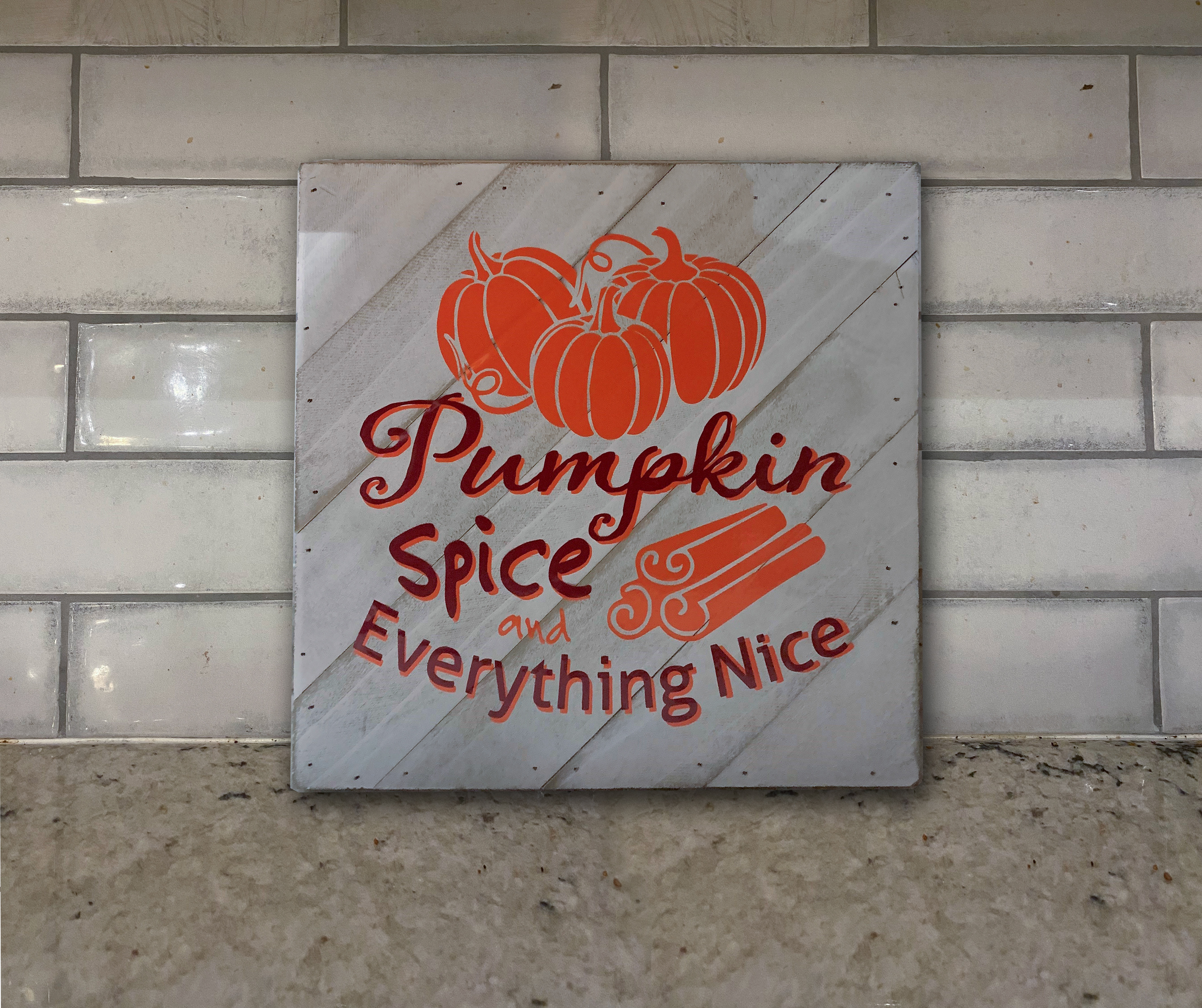 Pumpkin Sign on the counter