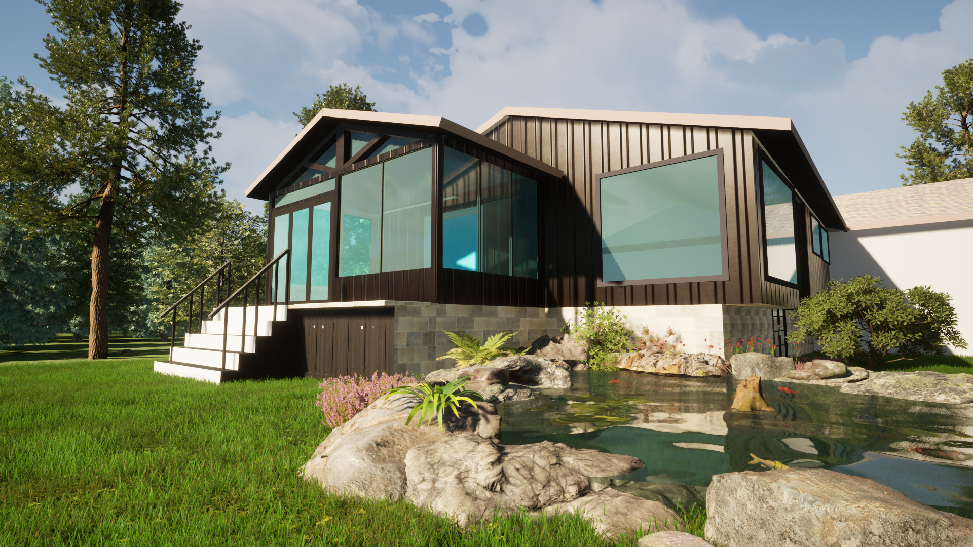 3D model of house and pond