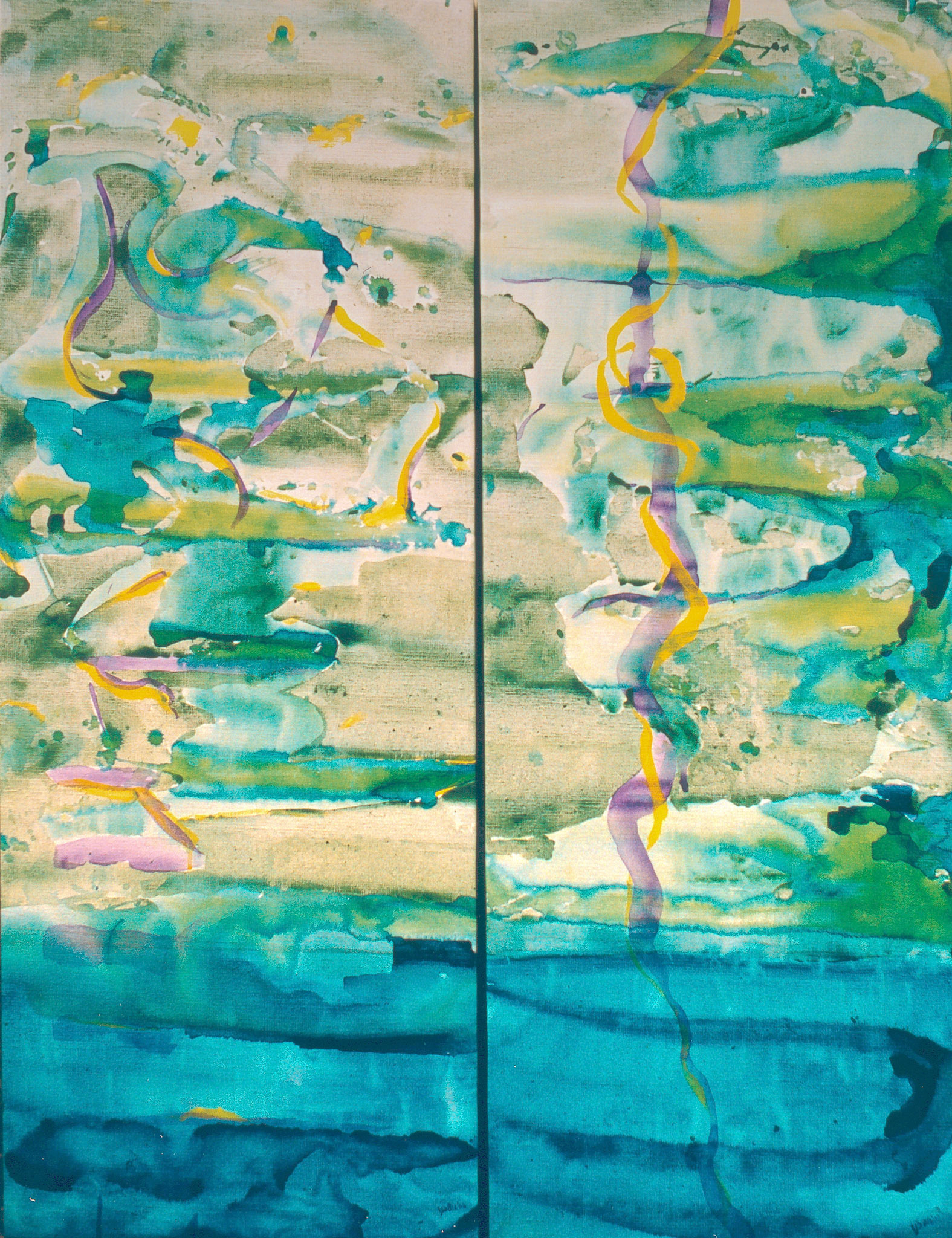 reciprocal : 2003; acrylics on canvas; 2x 50x120
