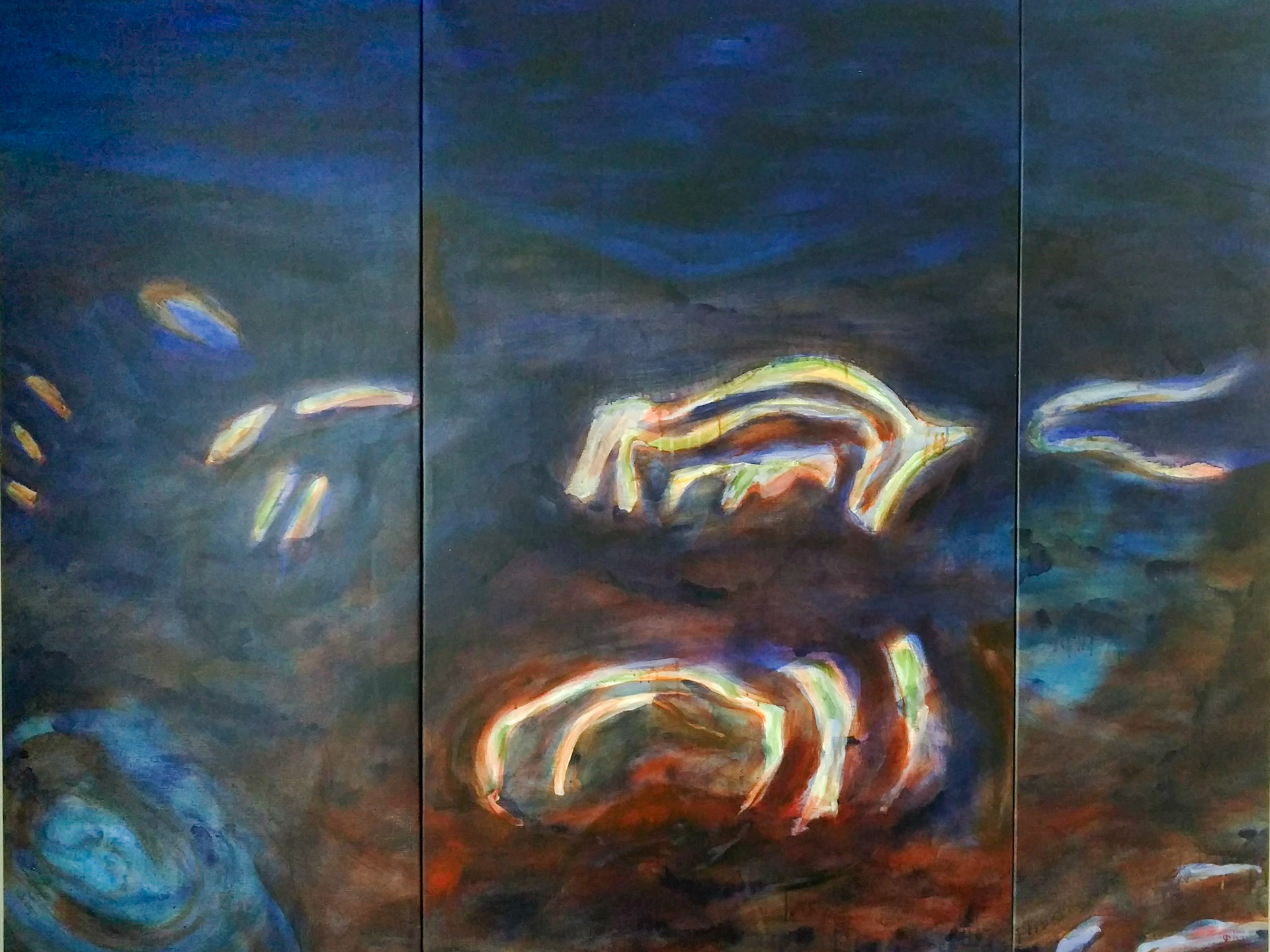 groundwater. trimptich. acrylics on canvas