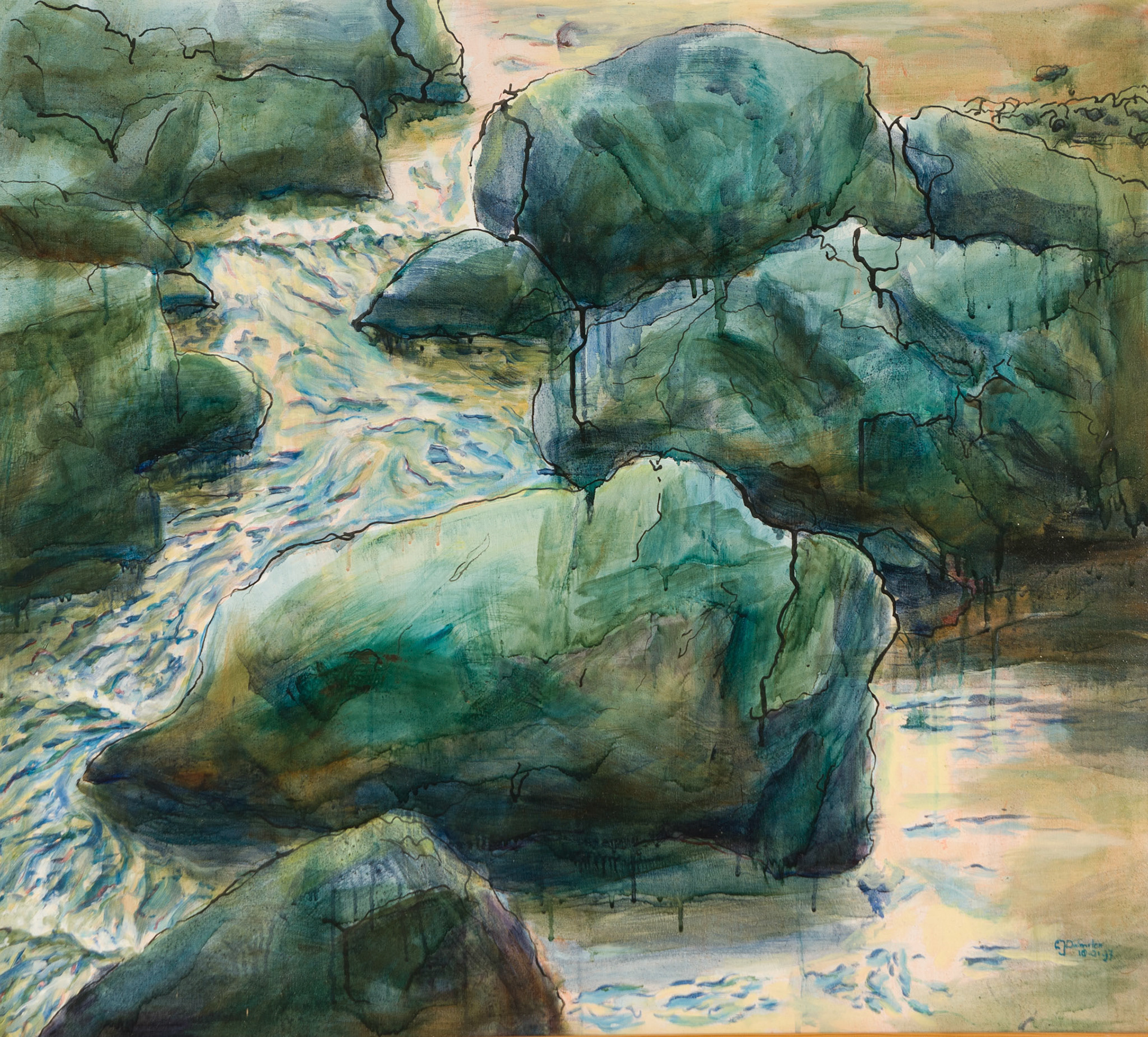 warm rain 2. 85x95cm; acrylics and oil on canvas.