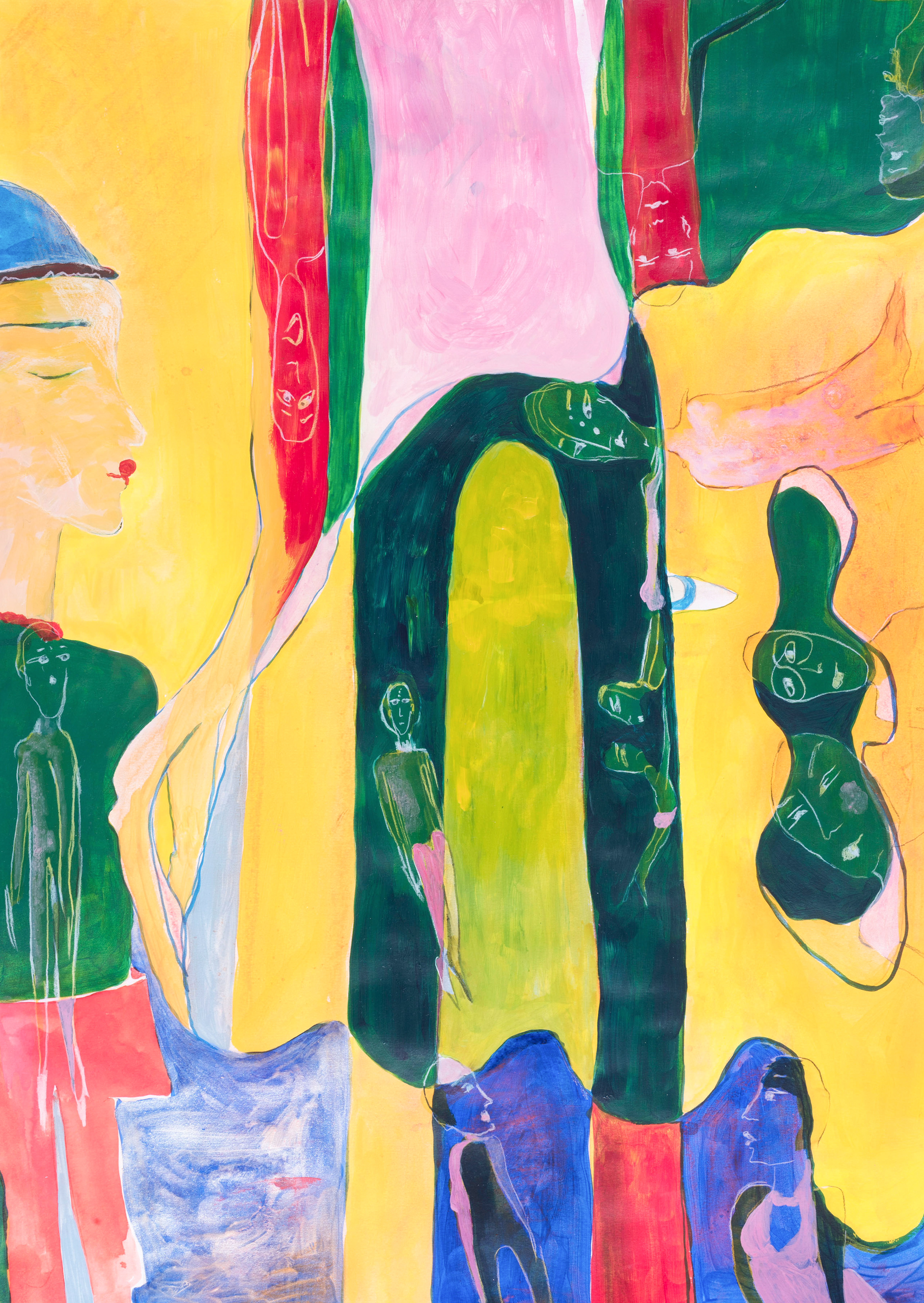 Talking colours, mixed media on paper, 60x40cm